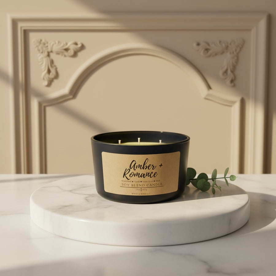 Amber + Romance 3 Wick Candle