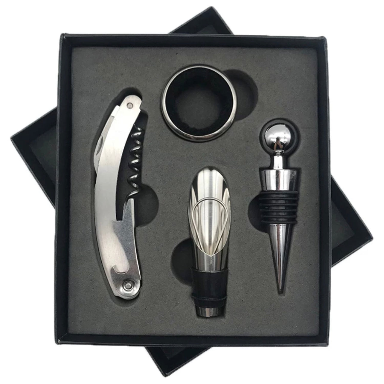 STAINLESS STEEL WINE ACCESSORY SET – Wicks & Wine, LLC